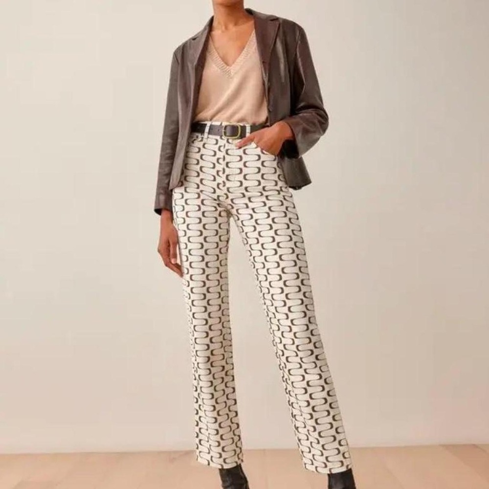 Patterned Black and White Women's Pants